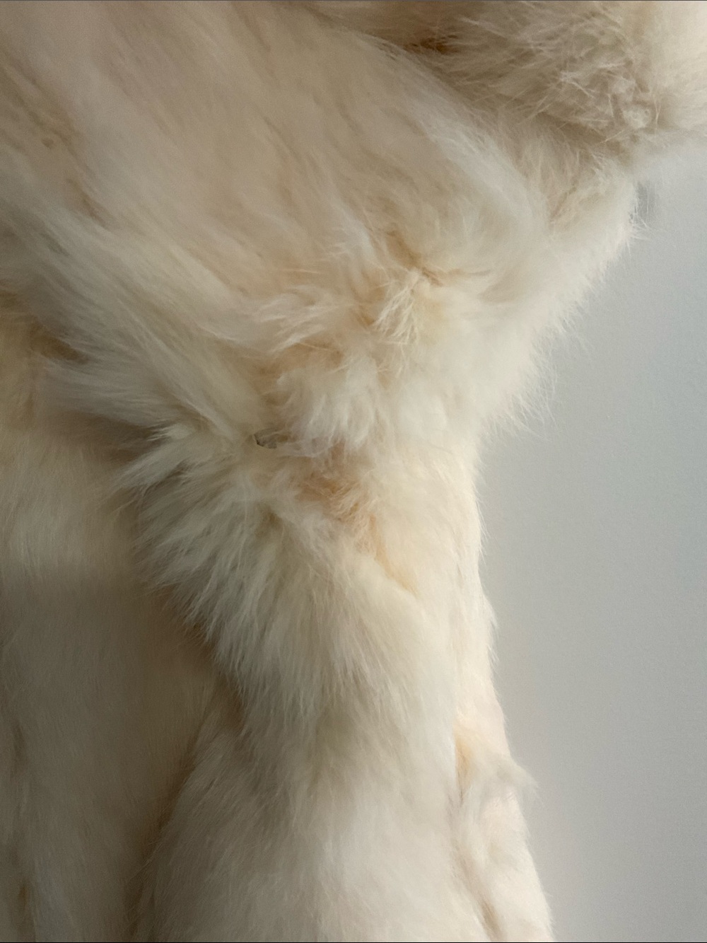 NWT Luxury Real Rabbit Fur Cream Vintage Coat - Stylish Warm Jacket - Picture 15 of 16